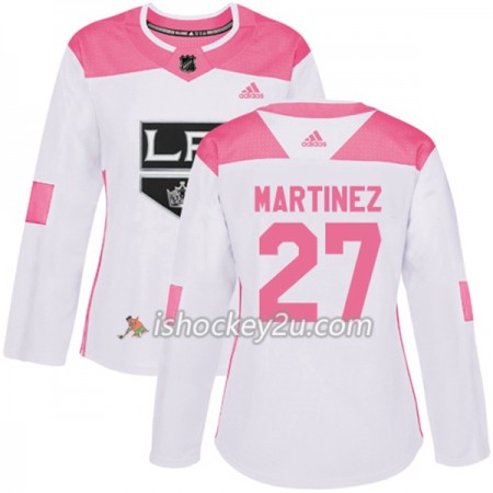 Dame NHL Los Angeles Kings Trøje Alec Martinez 27 Adidas 2017-2018 Hvid Lyserød Fashion Authentic